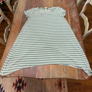 Matilda Jane Green White Striped T Shirt Dress Large